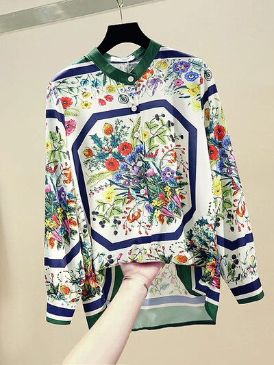 Ανοιξιάτικο φθινόπωρο γυναικεία μπλουζάκια Bohemia French Fashion Ρετρό μακρυμάνικο εμπριμέ πουκάμισο Μπλούζες Γυναικεία μπλούζα GD331