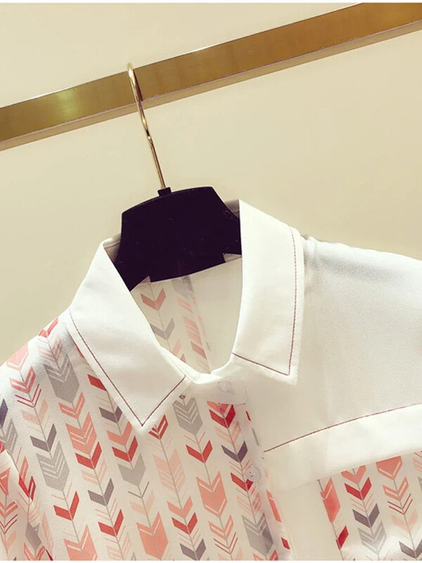 Tavaszi őszi női patchwork ing felsők Irodai női retro nyomott ing női bő divat hosszú ujjú ing női GD275