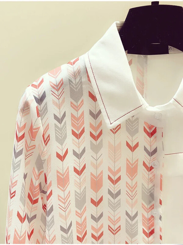 Tavaszi őszi női patchwork ing felsők Irodai női retro nyomott ing női bő divat hosszú ujjú ing női GD275