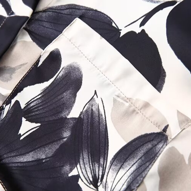 Tangada 2024 Γυναικεία φύλλα στάμπα μεγάλου μεγέθους πουκάμισο Γυναικεία φαρδιά μπλούζα 6X031