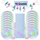 49 τμχ Mermaid Party Σετ σερβίτσια μιας χρήσης Χάρτινα ποτήρια Πετσέτα Πετσέτα Μικρή Γοργόνα Πανό για πάρτι γενεθλίων Διακοσμητικό ντους μωρού