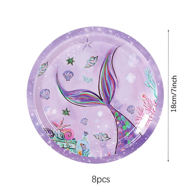 Sellőparti eldobható evőeszközök szalaghirdetés sellő születésnapi parti dekoráció lány a tenger alatt parti dekoráció babazuhany