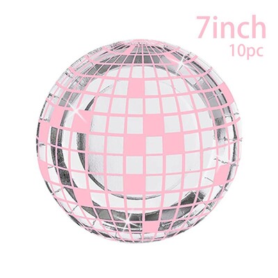 Rózsaszín Disco Ball téma Eldobható étkészlet Rózsaszín Ezüst Disco Tányérok Csésze Szalvéták Felnőtt Nők Boldog Disco Születésnapi Party dekoráció