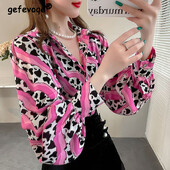 Női Vintage Virágmintás Túlméretes Utcai Ruha Ingek Tavaszi Őszi Trend Lapel Hosszú ujjú Blúzok Elegáns Elegáns Y2K felsők Blusa