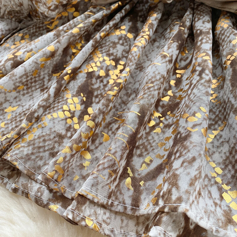 Vintage Blusas Femininas V-nyakú, puffos ujjú nyomtatás, fűzős blúz felső női 2023 francia elegáns Blusa Mujer őszi dropship