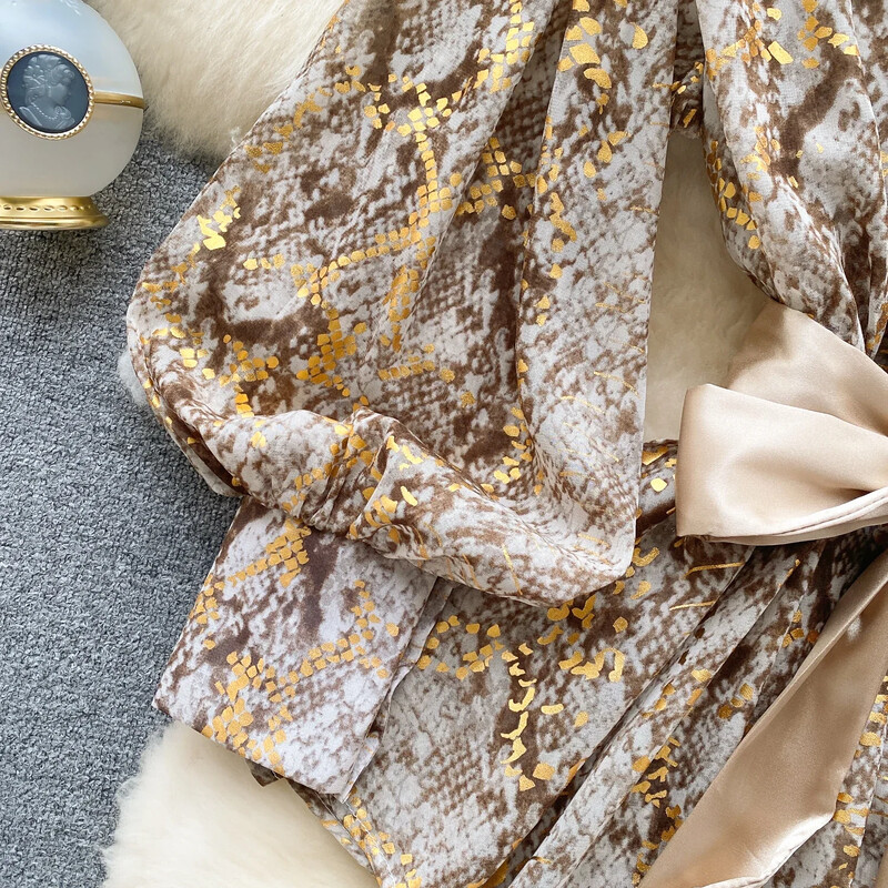 Vintage Blusas Femininas V-nyakú, puffos ujjú nyomtatás, fűzős blúz felső női 2023 francia elegáns Blusa Mujer őszi dropship