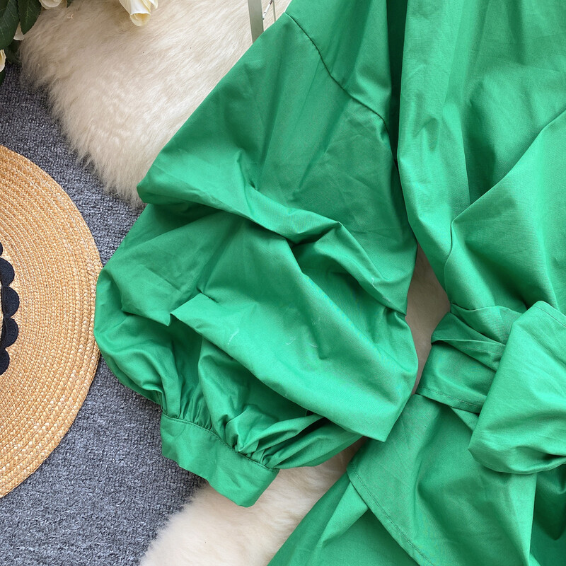 Elegáns, édes bandage puff hosszú ujjú V nyakú blúz Elegáns francia divat szexi ing tavaszi ősz női felső