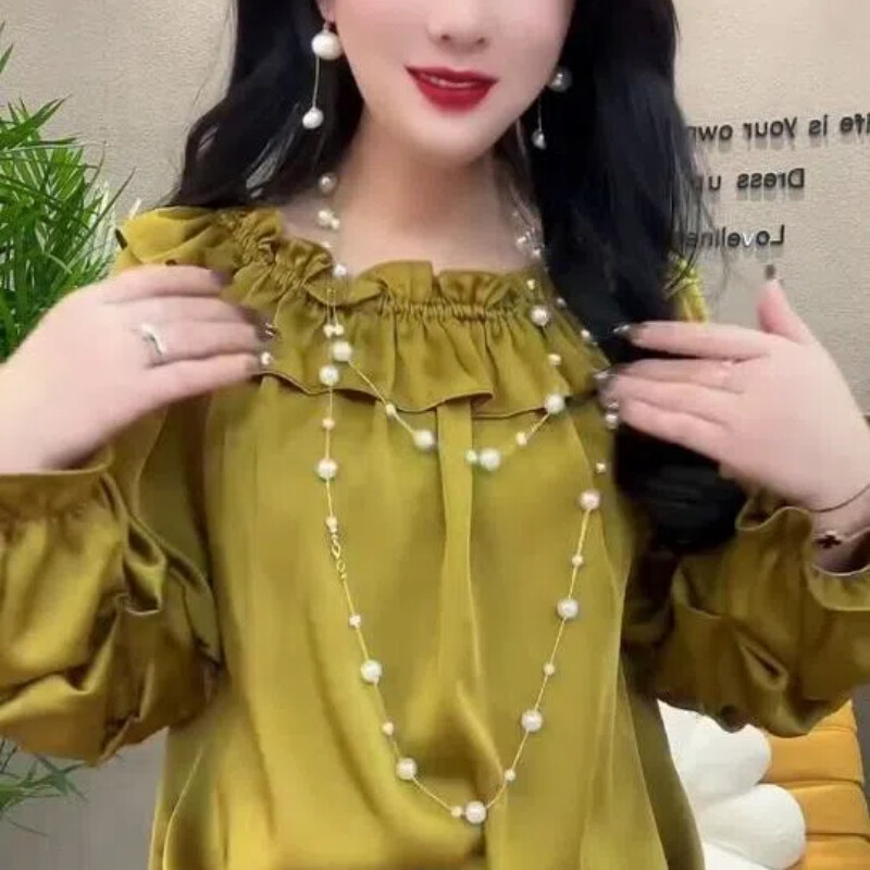 Pavasara rudens modes viena pleca, garām piedurknēm, masīvām ēdamo koku sēnīšu blūzes, sieviešu apģērbi, ikdienas, saldie krekli