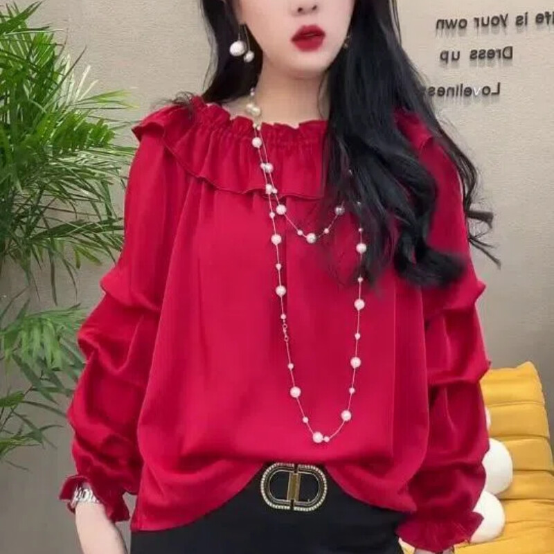 Pavasara rudens modes viena pleca, garām piedurknēm, masīvām ēdamo koku sēnīšu blūzes, sieviešu apģērbi, ikdienas, saldie krekli