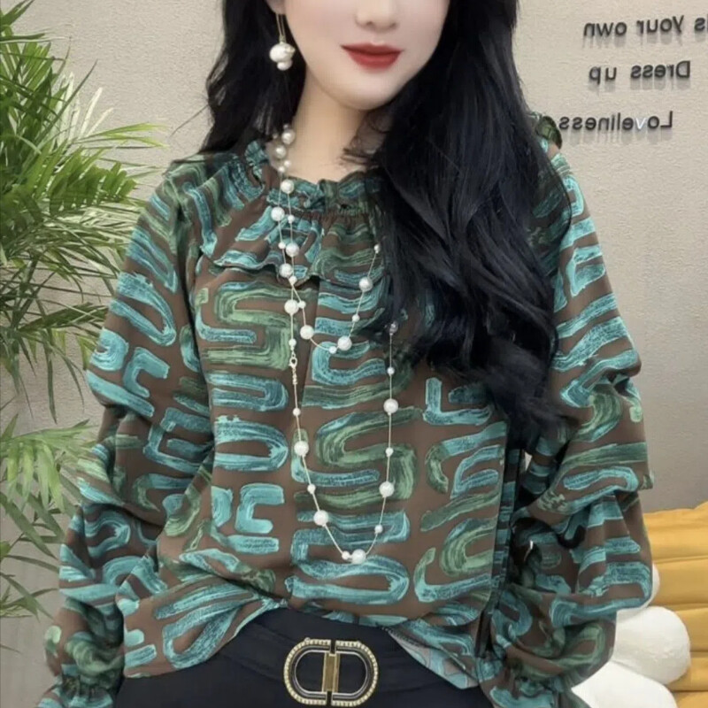 Pavasara rudens modes viena pleca, garām piedurknēm, masīvām ēdamo koku sēnīšu blūzes, sieviešu apģērbi, ikdienas, saldie krekli