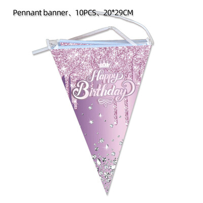 Μωβ διαμάντι θέμα στέμμα χαρούμενα γενέθλια Επιτραπέζια σκεύη μιας χρήσης χαρτοπετσέτες πιάτα Φλιτζάνια πανό μπαλόνια στολισμός γάμου ενηλίκων