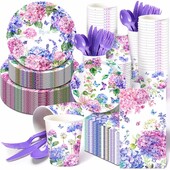 Ορτανσία Floral Purple Party Σετ σερβίτσια μιας χρήσης Χάρτινα πιάτα Φλιτζάνια Χαρτοπετσέτες Mexican Cinco De Mayo Διακόσμηση σερβίτσιο για πάρτι