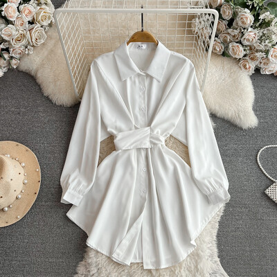 Őszi Női Elegáns alkalmi tömör ingek Felsők Hosszú ujjú Vintage Party Születésnapi Blusák Női Elegáns Felsőruházat Blúzok Ruhák