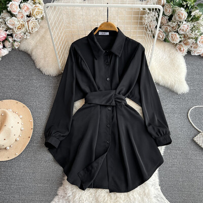 Őszi Női Elegáns alkalmi tömör ingek Felsők Hosszú ujjú Vintage Party Születésnapi Blusák Női Elegáns Felsőruházat Blúzok Ruhák