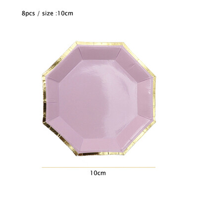 Violeta zelta ballīšu papīra krūzes šķīvju salmi dzimšanas dienas karnevāla bērniem, kāzu dekori, vienreizlietojamie galda piederumi, ballīšu piederumi