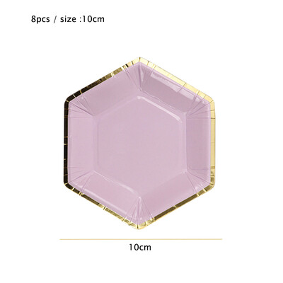 Violeta zelta ballīšu papīra krūzes šķīvju salmi dzimšanas dienas karnevāla bērniem, kāzu dekori, vienreizlietojamie galda piederumi, ballīšu piederumi