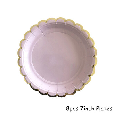 Violeta zelta ballīšu papīra krūzes šķīvju salmi dzimšanas dienas karnevāla bērniem, kāzu dekori, vienreizlietojamie galda piederumi, ballīšu piederumi