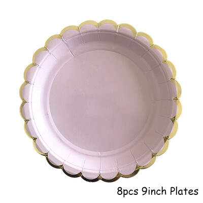 Violeta zelta ballīšu papīra krūzes šķīvju salmi dzimšanas dienas karnevāla bērniem, kāzu dekori, vienreizlietojamie galda piederumi, ballīšu piederumi