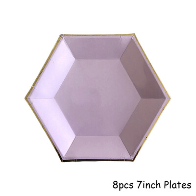 Violeta zelta ballīšu papīra krūzes šķīvju salmi dzimšanas dienas karnevāla bērniem, kāzu dekori, vienreizlietojamie galda piederumi, ballīšu piederumi