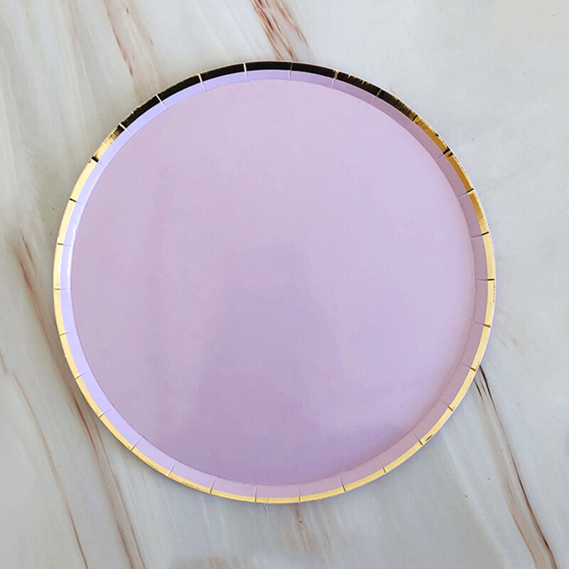 Violeta zelta ballīšu papīra krūzes šķīvju salmi dzimšanas dienas karnevāla bērniem, kāzu dekori, vienreizlietojamie galda piederumi, ballīšu piederumi