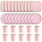 Μονόχρωμο σερβίτσιο μιας χρήσης Ροζ μπλε χάρτινο πιάτο Κύπελλο ντους μωρού Διακόσμηση γαμήλιου πάρτι για παιδιά Ενήλικες προμήθειες για πάρτι γενεθλίων