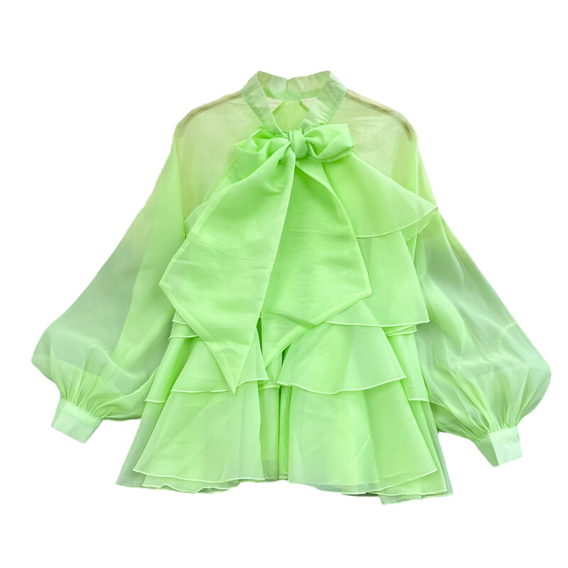 Hosszú ujjú női ingek Pillangós blúz Francia elegáns Bluzas Mujer Mesh Blusas női édes Y2k Crop Tops Dropshipping