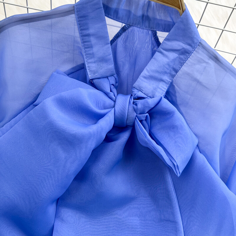 Hosszú ujjú női ingek Pillangós blúz Francia elegáns Bluzas Mujer Mesh Blusas női édes Y2k Crop Tops Dropshipping