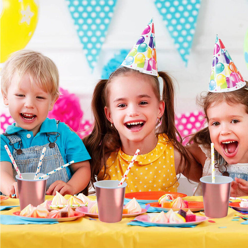 100 paciņas vienreizējās lietošanas krūzīte rozzelta folijas papīrs 9oz ballītes kāzu dzimšanas dienas dzeramā galda piederumi