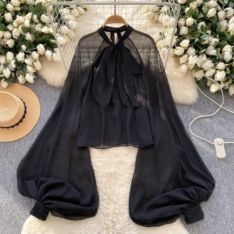 Eleganta O veida kakla tauriņa pārsējs Vintage, garām laternas piedurknēm, elegants leoparda sietveida auduma tops franču ielas apģērbam High Street rudens blūze