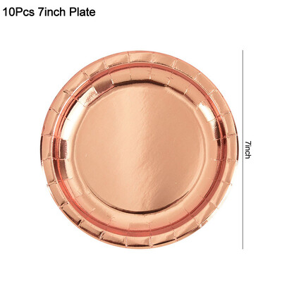 Ροζ χρυσό Σετ σερβίτσιο μιας χρήσης Χάρτινο Πιάτο Κύπελλο Παιδικά Ενήλικες Γάμος Γάμος Bachelorette Διακόσμηση Baby Shower