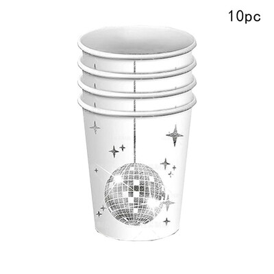 10 Guests Laser Silver Disco Ball Theme Επιτραπέζια σκεύη μιας χρήσης Πιάτα για πάρτι ντίσκο Πετσέτες Χαρτοπετσέτες Happy Disco Birthday Party Decor