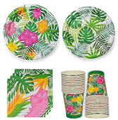 8Guests Havaju salu tēmas vienreizējās lietošanas galda trauku komplekts Aloha Flower Turtle Leave Plates Cup Salvete Tropical Havaju salu dzimšanas dienas ballītes dekors