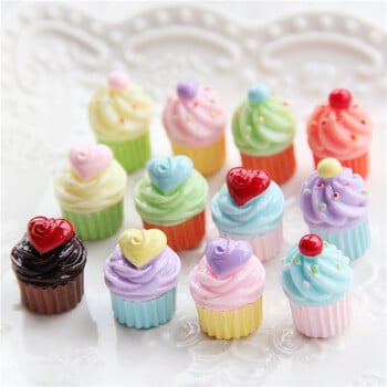 20 τμχ Mini Simulation Heart Cupcakes Επιδόρπιο ψεύτικα στολίδια τροφίμων Μινιατούρα Dot Cup Cake Kawaii DIY Scrapbooking Αξεσουάρ