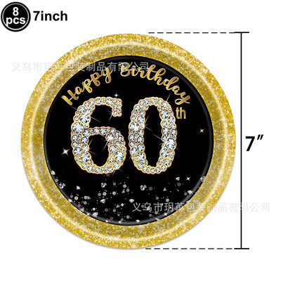 30./40./50./60. dzimšanas dienas ballītes papīra šķīvji Salvetes Krūzes Melns un Zelta 30. 40. 50. 60. dzimšanas dienu ballītes dekori vīriešiem Sievietēm 