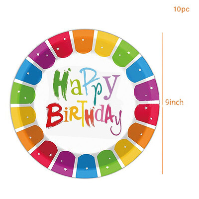 Szivárványparti eldobható evőeszközök Szivárványos csíkos tányérok Szalvéták Csészék Gyerek lányok Boldog szivárvány témájú Születésnapi parti kellékek