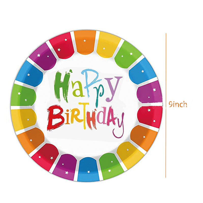 Szivárványparti eldobható evőeszközök Szivárványos csíkos tányérok Szalvéták Csészék Gyerek lányok Boldog szivárvány témájú Születésnapi parti kellékek