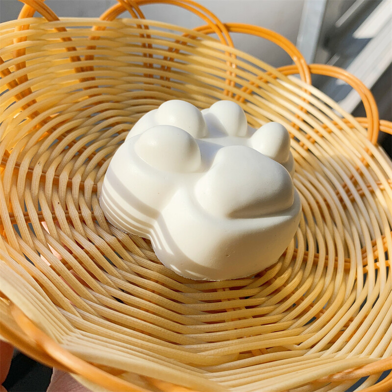 2,16 INCH 1 PC Draw, DIY, simulēta kaķa spīle, mīksta, augoša rotaļlieta, rotaļlieta, rotaļlieta, PU, lēna atsitiena ballīte Mochi, saspiests ēdiens, stress, gluds balts