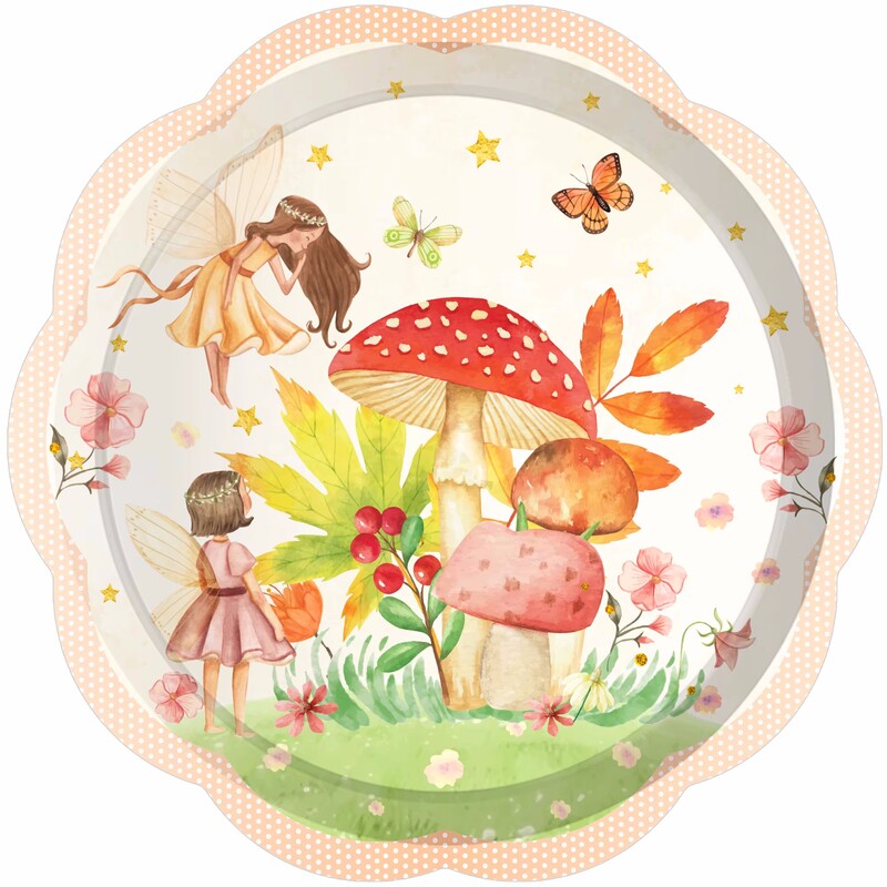 Μανιτάρι Fairy Girl Butterfly Party Σετ σερβίτσια μιας χρήσης Χάρτινα πιάτα Κύπελλα χαρτοπετσέτες Διακόσμηση σερβίτσιο για πάρτι