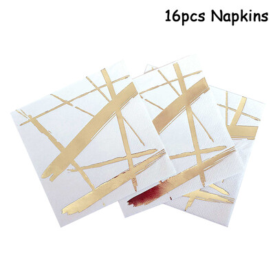 Fehér témájú esküvői parti Aranycsíkos Papírtányérok Csésze Szalvéták Gyermek Felnőtt Születésnapi Evőeszközök Babazuhany Party Díszek