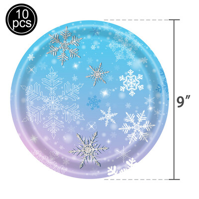 Hópehely Eldobható Evőeszközök Papírtányérok Csészék Szalvéták Karácsonyi Hó Téma Party Dekoráció