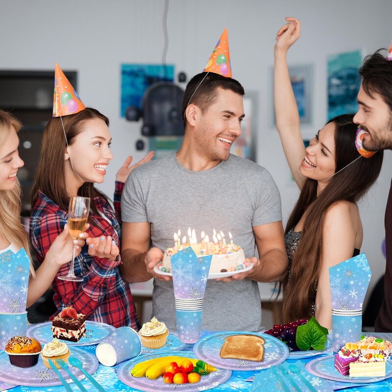 Hópehely Eldobható Evőeszközök Papírtányérok Csészék Szalvéták Karácsonyi Hó Téma Party Dekoráció