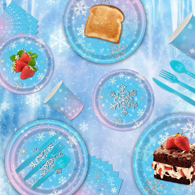 Hópehely Eldobható Evőeszközök Papírtányérok Csészék Szalvéták Karácsonyi Hó Téma Party Dekoráció