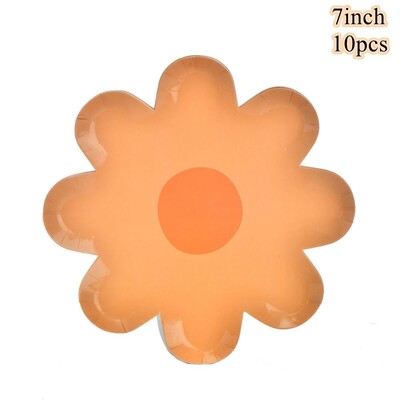 10 gab. Margrietiņu vienreizlietojamie trauki Krāsaini ziedu papīra šķīvji kāzu dekorēšanai bērniem Margrietiņas dzimšanas dienas svinību galda piederumi