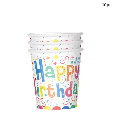 Πολύχρωμο πάρτι γενεθλίων με θέμα Σετ σερβίτσιο μιας χρήσης Χάρτινο φλιτζάνι Χάρτινο πιάτο Μαχαίρι Πιρούνι Κουτάλι Χαρτί Καλαμάκι Happy Birthday Party