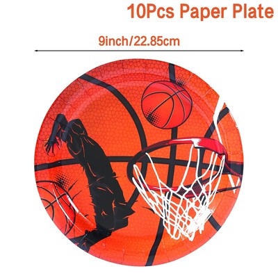 Kosárlabda Születésnapi Party Díszek Fiúk Gyerekek Gyerekek Eldobható edénykészlet Papírpoharak Szalvéták Tányérok Bannerek Abrosz