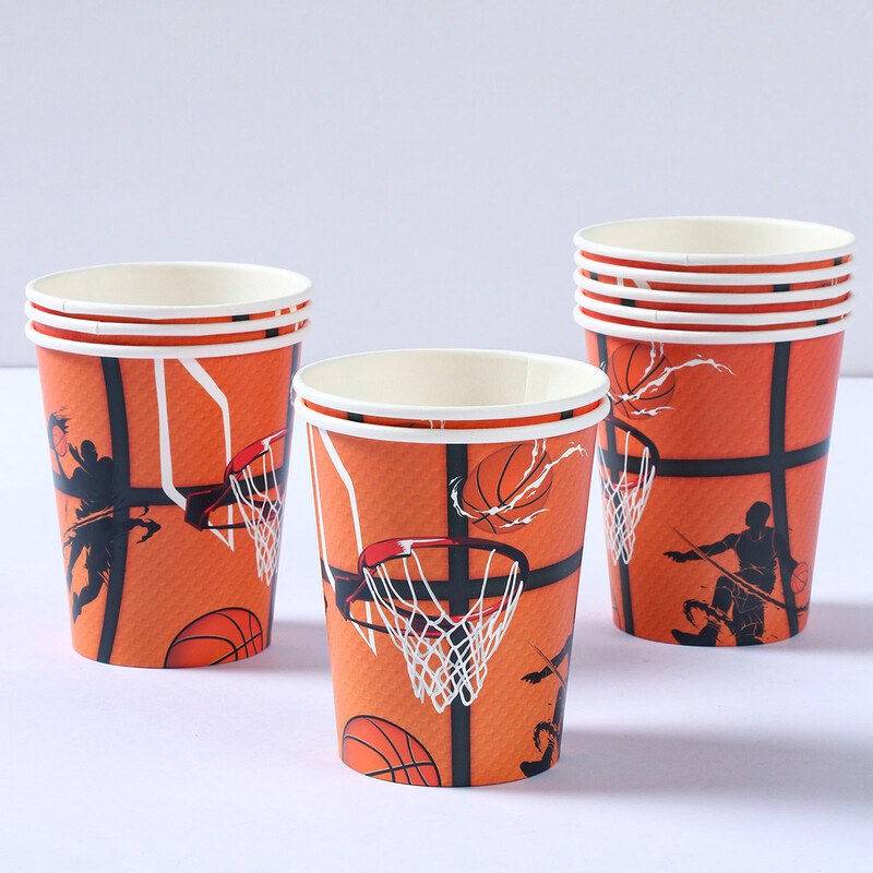 Kosárlabda Születésnapi Party Díszek Fiúk Gyerekek Gyerekek Eldobható edénykészlet Papírpoharak Szalvéták Tányérok Bannerek Abrosz