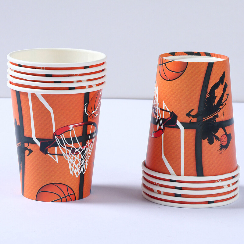 Kosárlabda Születésnapi Party Díszek Fiúk Gyerekek Gyerekek Eldobható edénykészlet Papírpoharak Szalvéták Tányérok Bannerek Abrosz