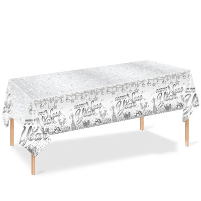 8 τμχ Ασημένια σφράγιση επιτραπέζια σκεύη μιας χρήσης Cheer New Year χάρτινα πιάτα Κύπελλα χαρτοπετσέτες Χαρούμενα Χριστούγεννα προμήθειες Happy New Year 2025