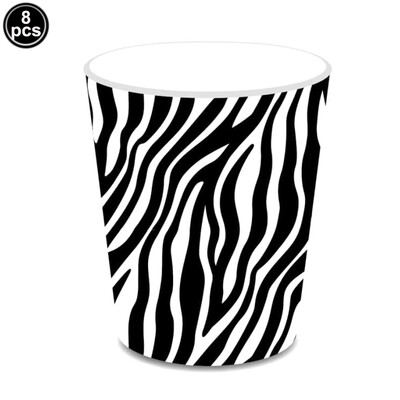 Dzīvnieku apdrukas vienreizlietojamie galda piederumi Leoparda apdrukāti papīra šķīvji Salvetes dzimšanas dienas svinībām Džungļu safari tematiskās ballītes dekorēšanai