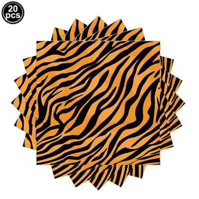 Dzīvnieku apdrukas vienreizlietojamie galda piederumi Leoparda apdrukāti papīra šķīvji Salvetes dzimšanas dienas svinībām Džungļu safari tematiskās ballītes dekorēšanai